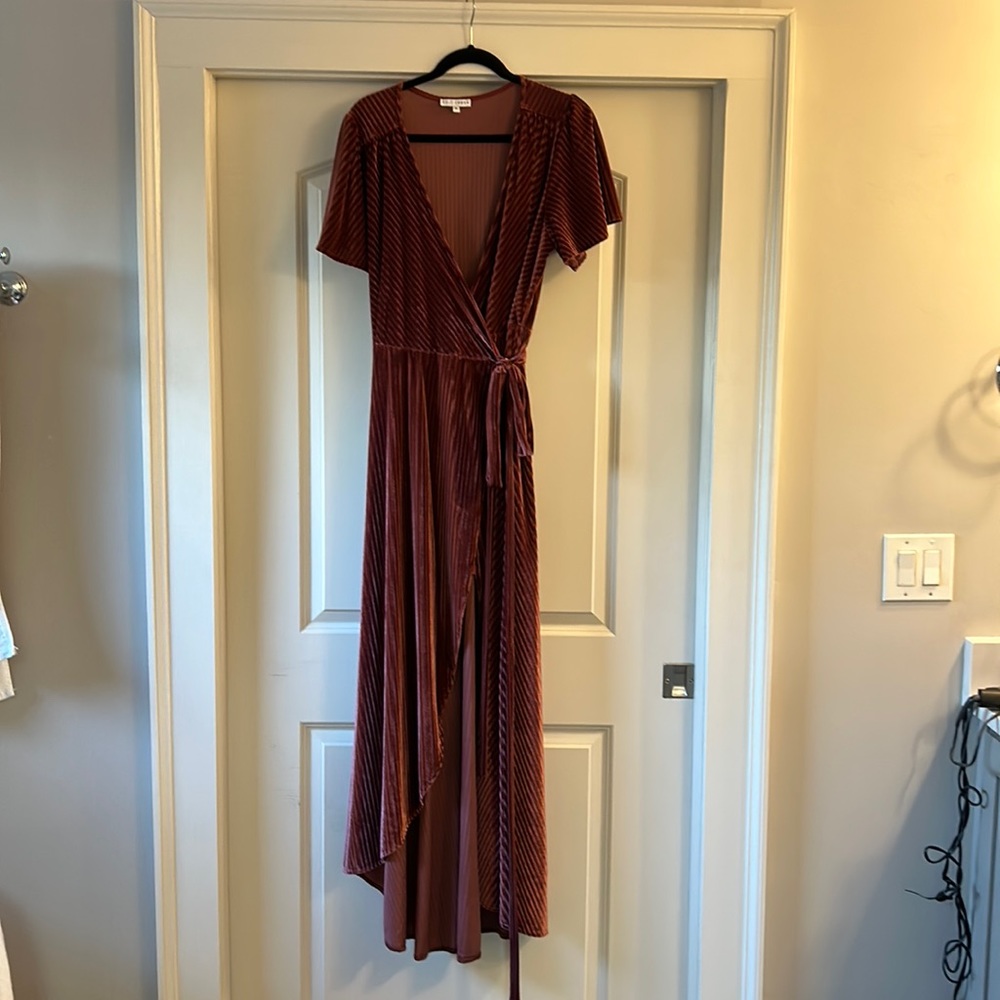 Baltic Born ribbed velvet wrap dress